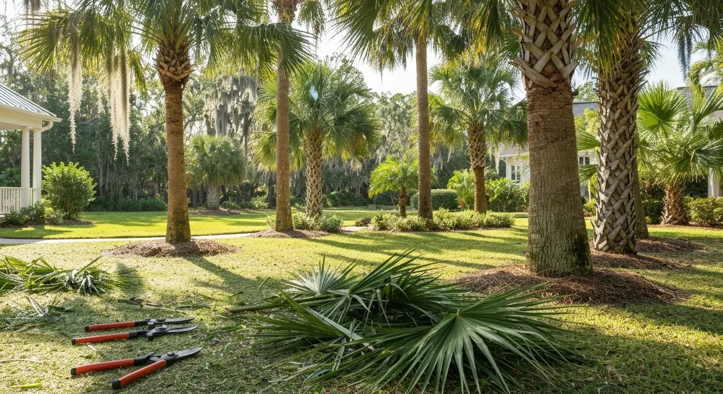 Palm tree maintenance and trimming