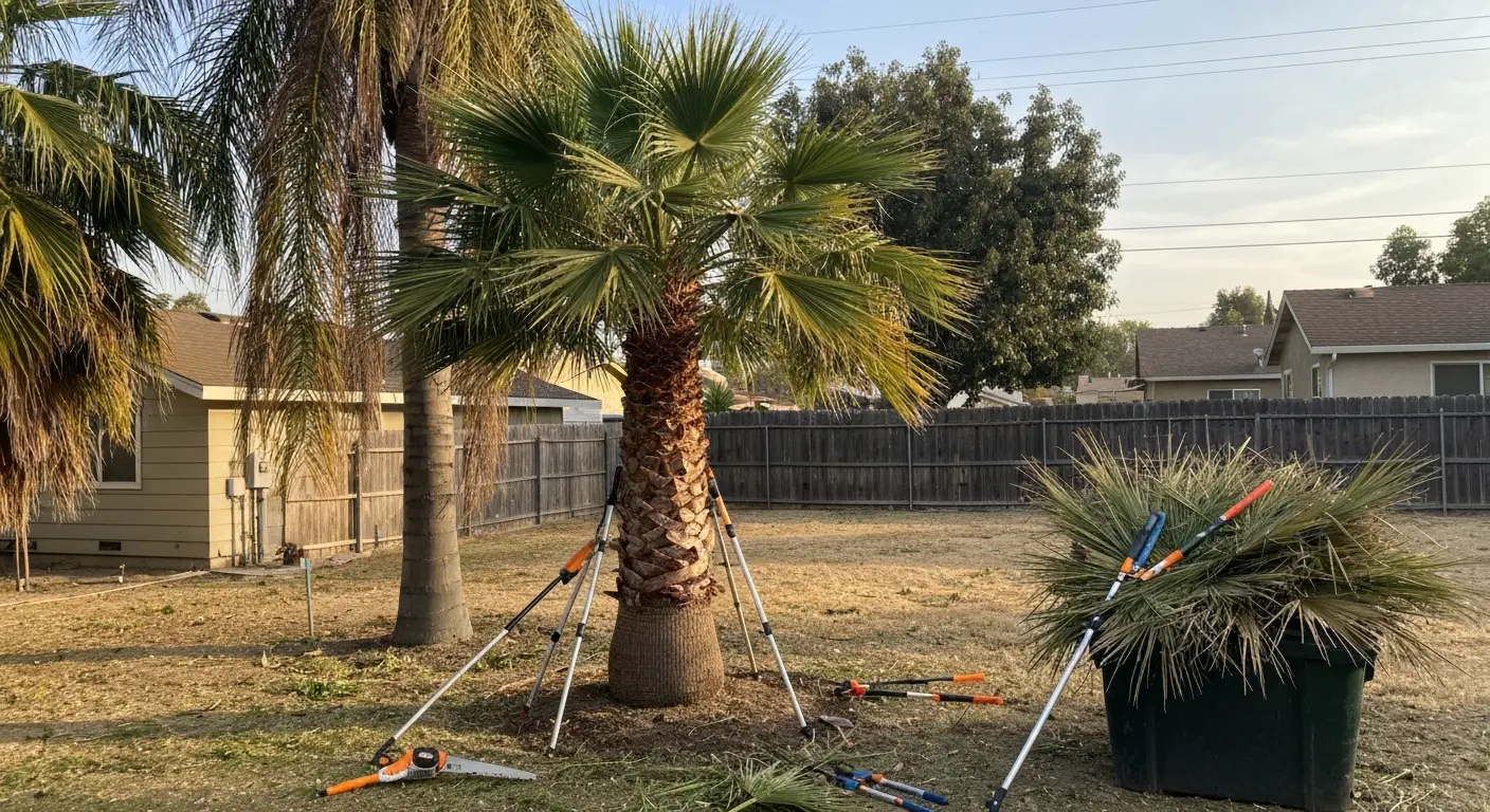 Palm tree trimming and maintenance