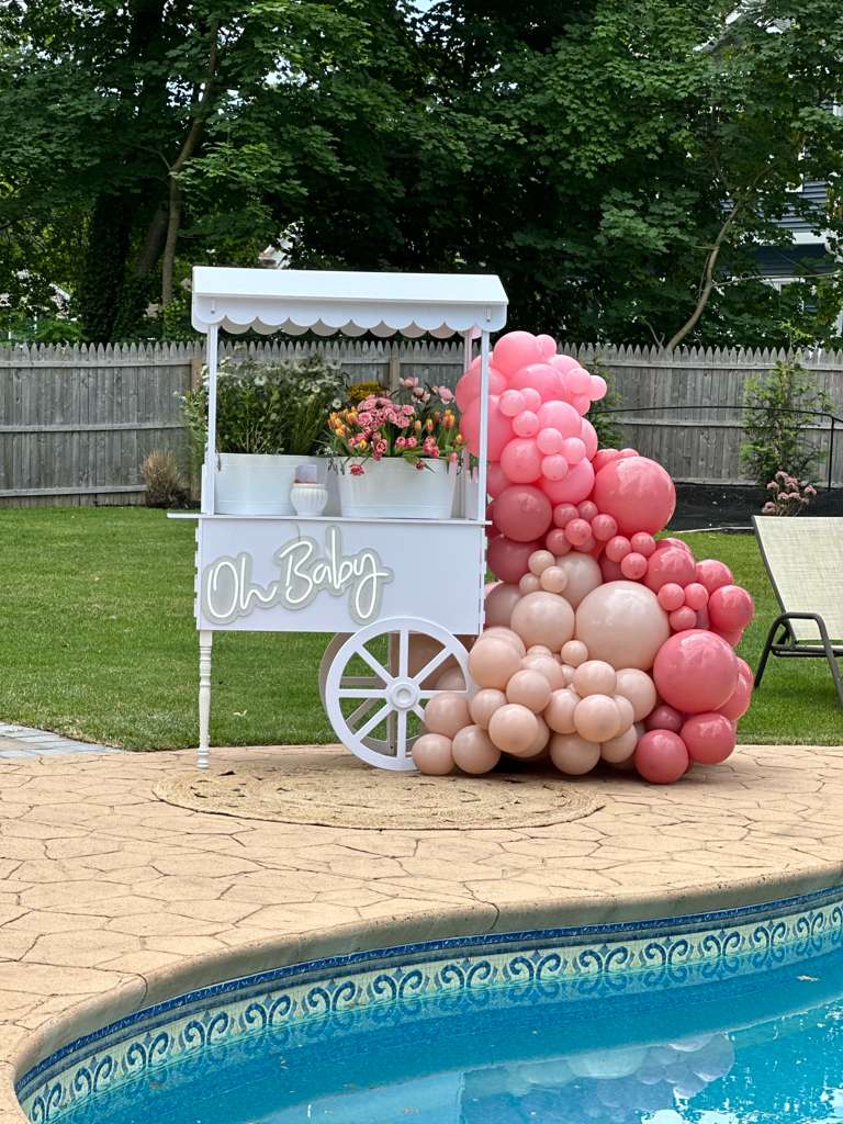 Blush pink baby shower balloon garland