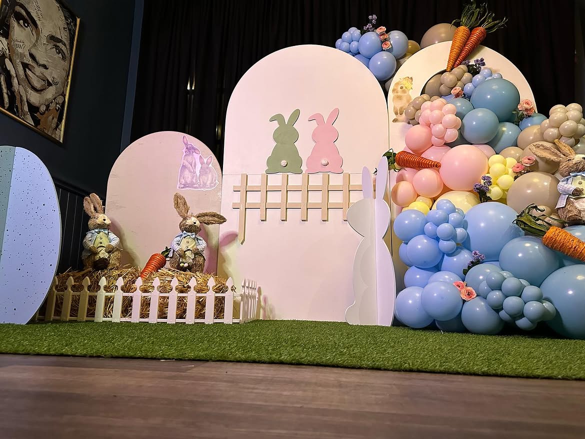 Spring Bunny Backdrop at a VIP Creations event