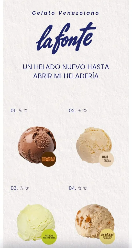 Menú de una heladería abierto en el teléfono