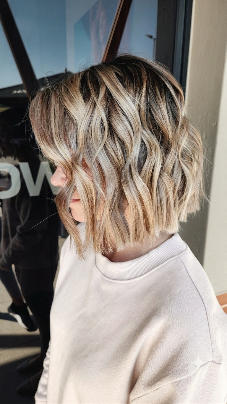 Dimensional textured blonde bob created at Craft Hair & Beauty
