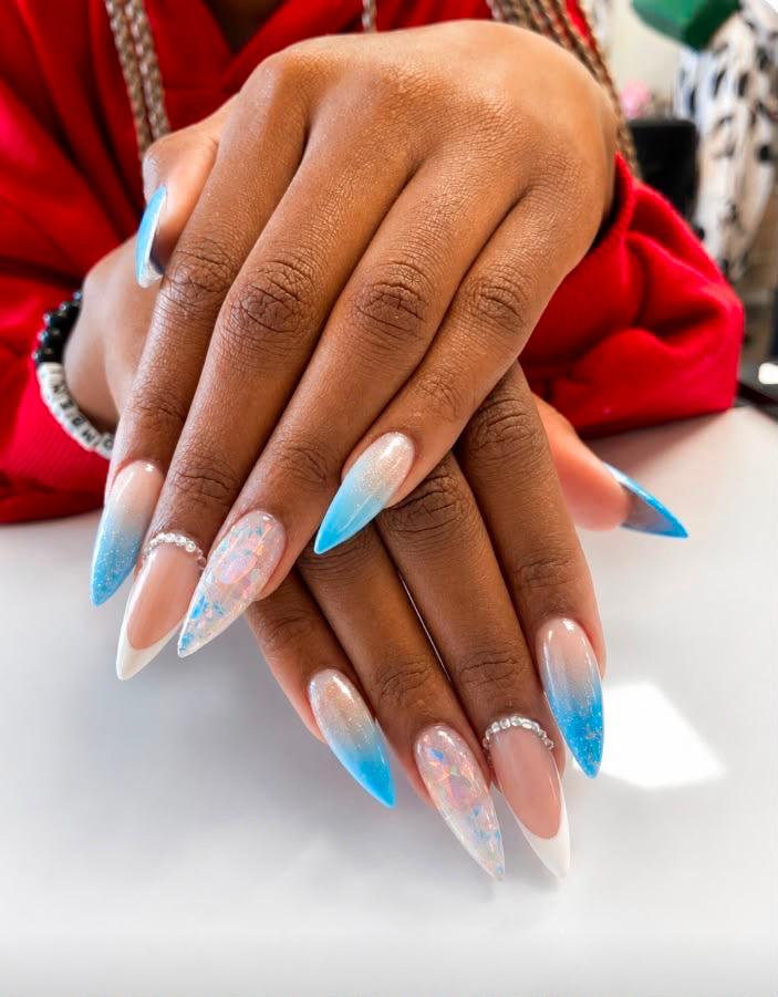 Blue ombré statement nail art by Craft Hair & Beauty