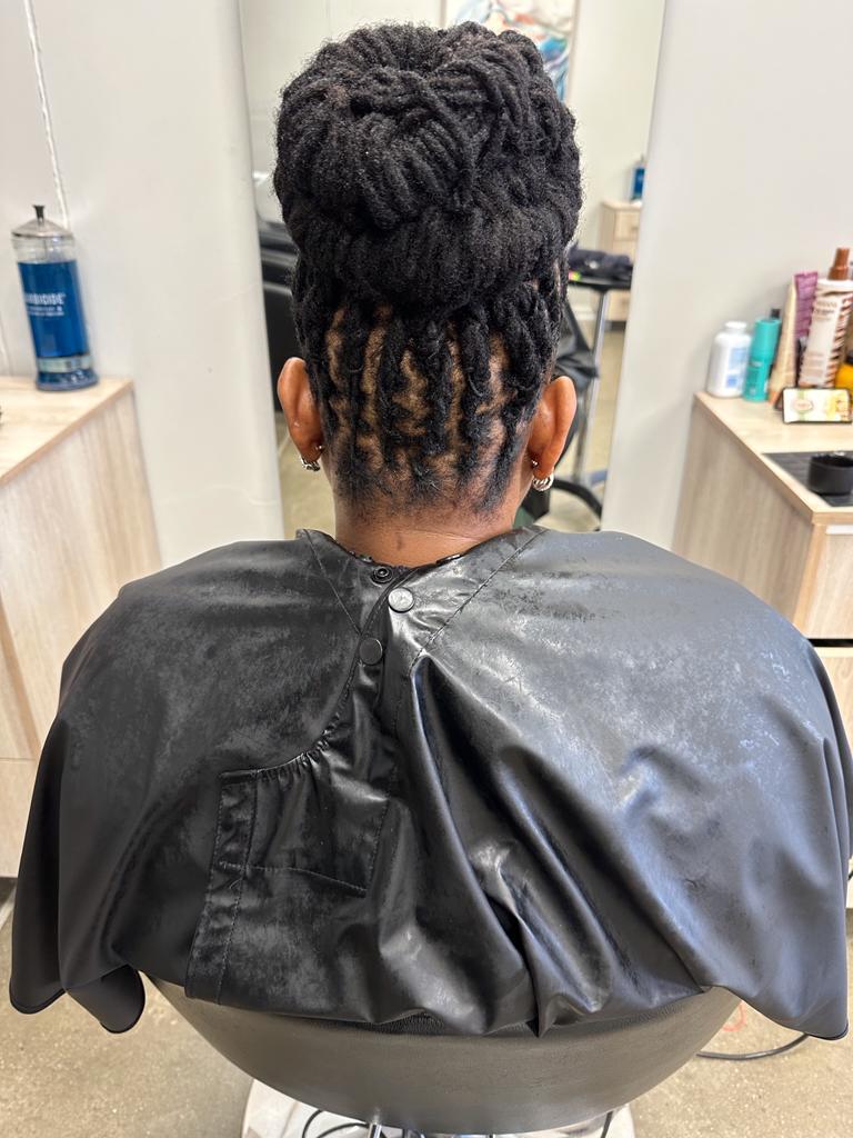 Loc upstyle created at Craft Hair & Beauty