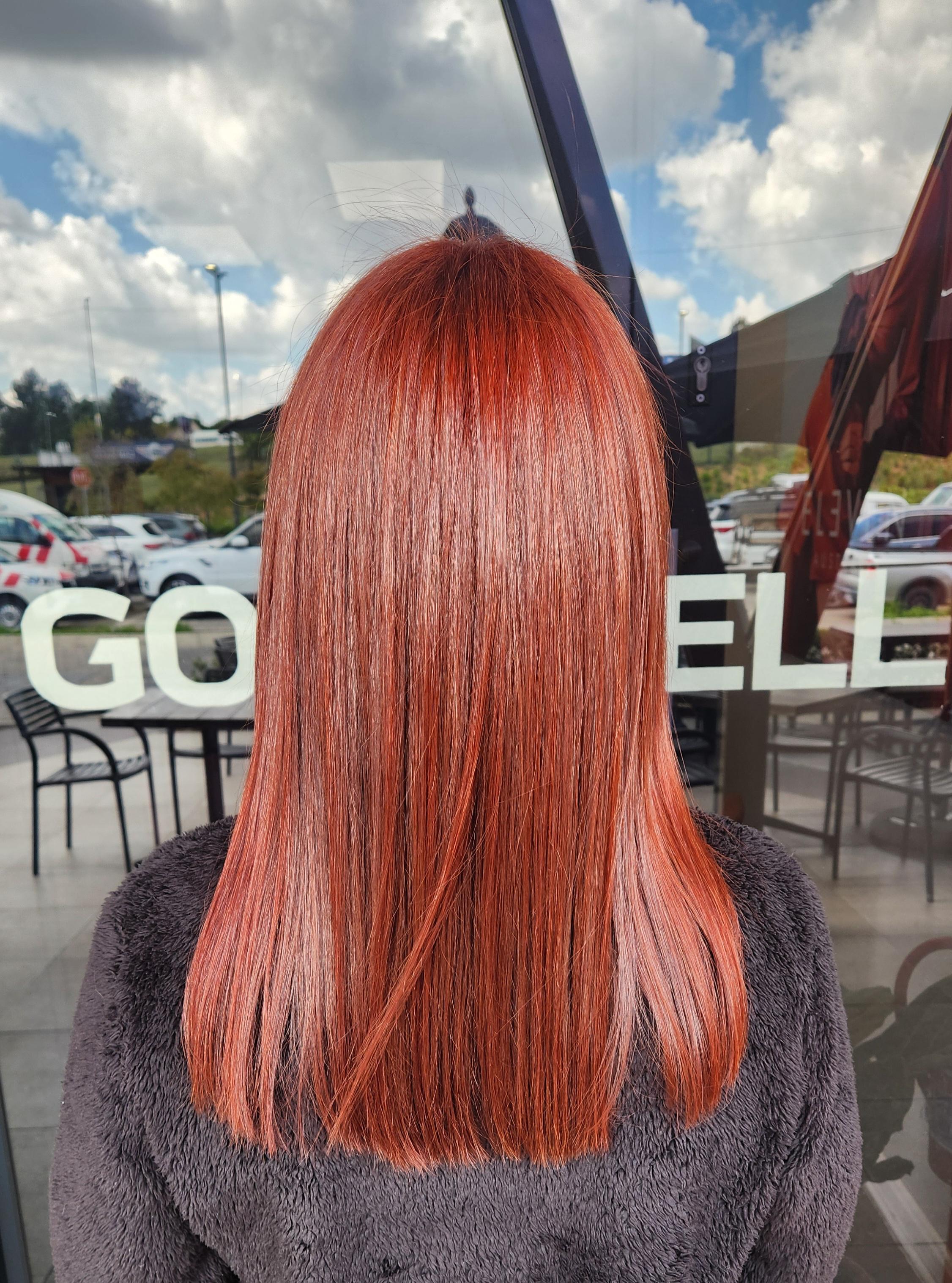 Vibrant copper-red colour created at Craft Hair & Beauty in Dainfern