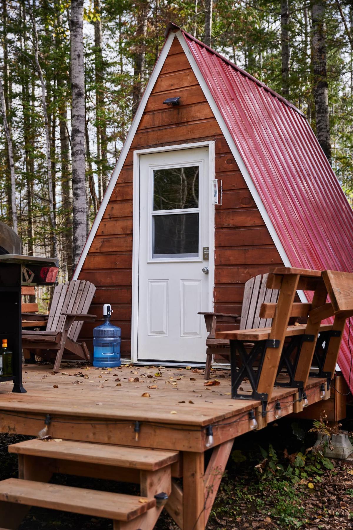 The Last Resort red A-frame in the forest