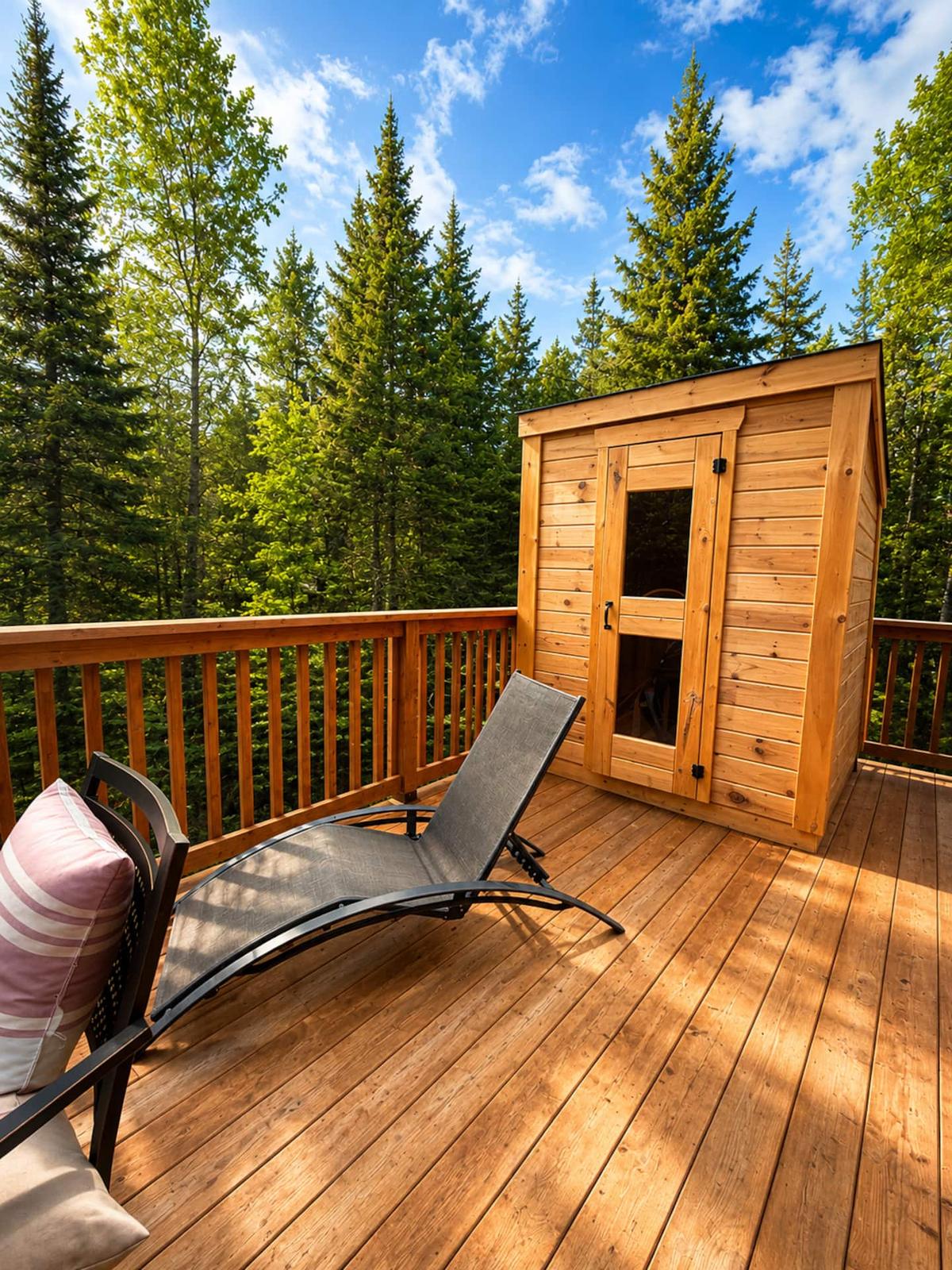Sauna baril sur la terrasse, The Lookout