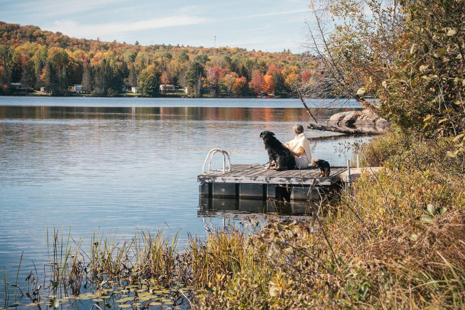 Quai et bateaux sur le lac à l’automne, The Boar's Nest