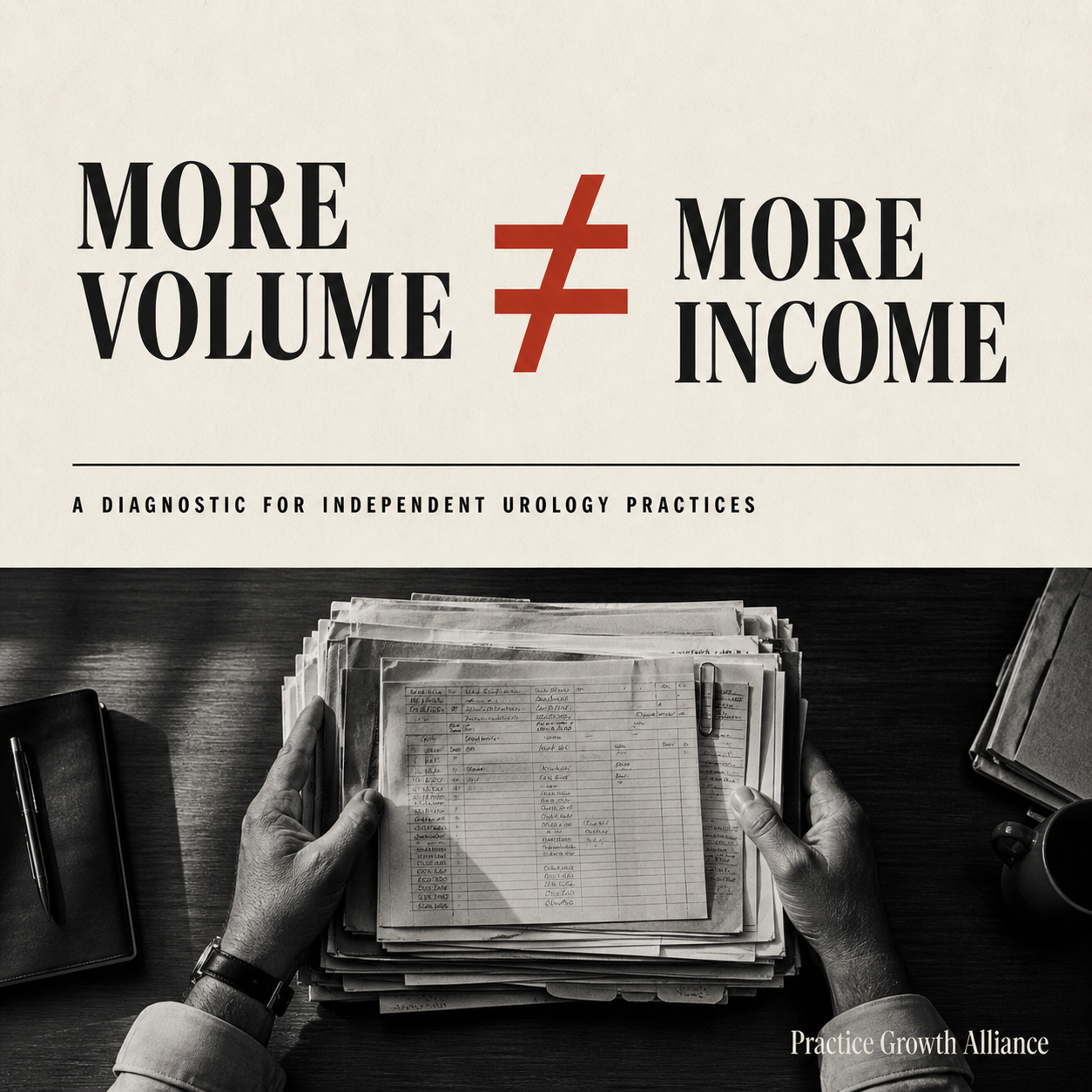 More Volume does not equal More Income. A diagnostic for independent urology practices.