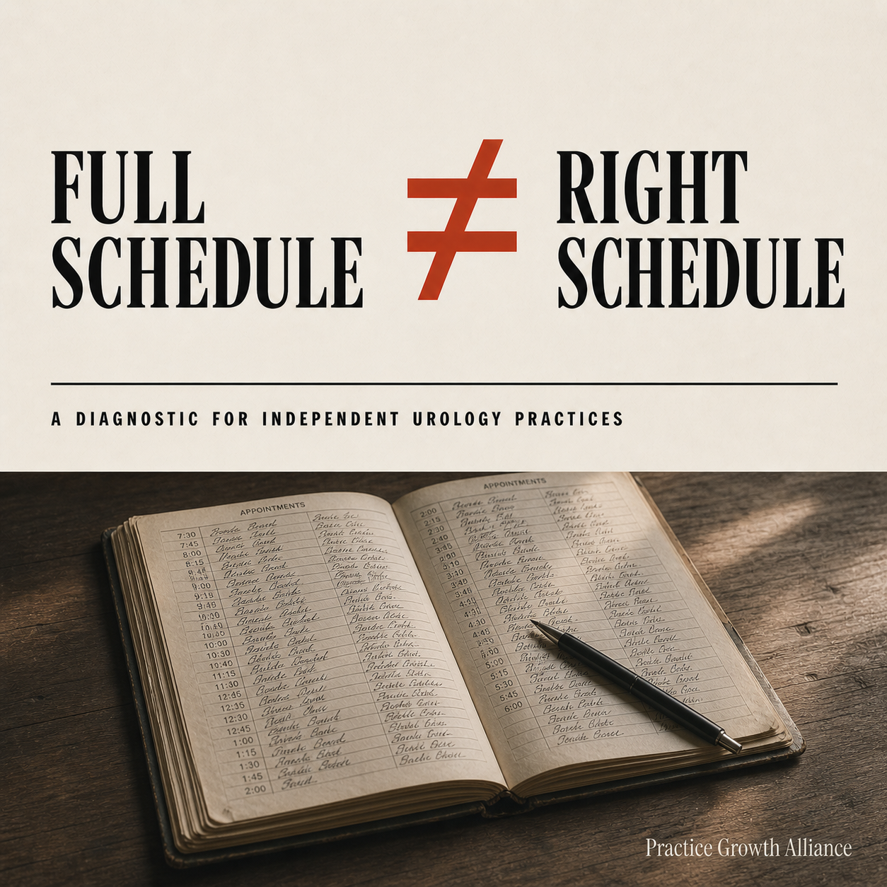Full Schedule does not equal Right Schedule. A diagnostic for independent urology practices.