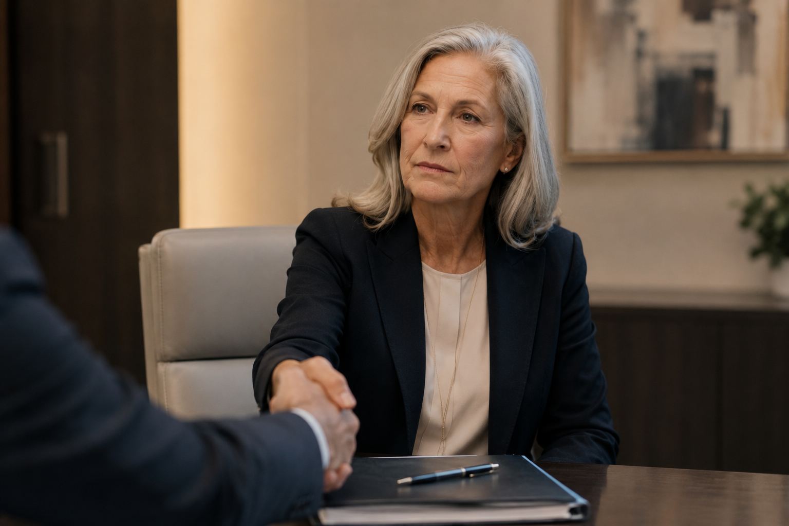 Featured image alt text: Female physician reviewing urology practice transition and succession planning documents