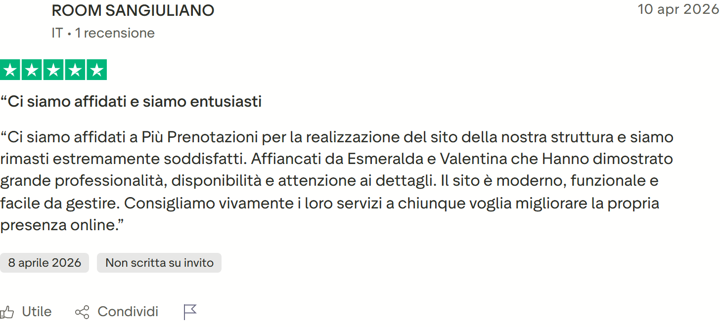 Recensione Trustpilot n. 23: ROOM SANGIULIANO, 5 stelle, sito moderno e funzionale, team professionale e attento