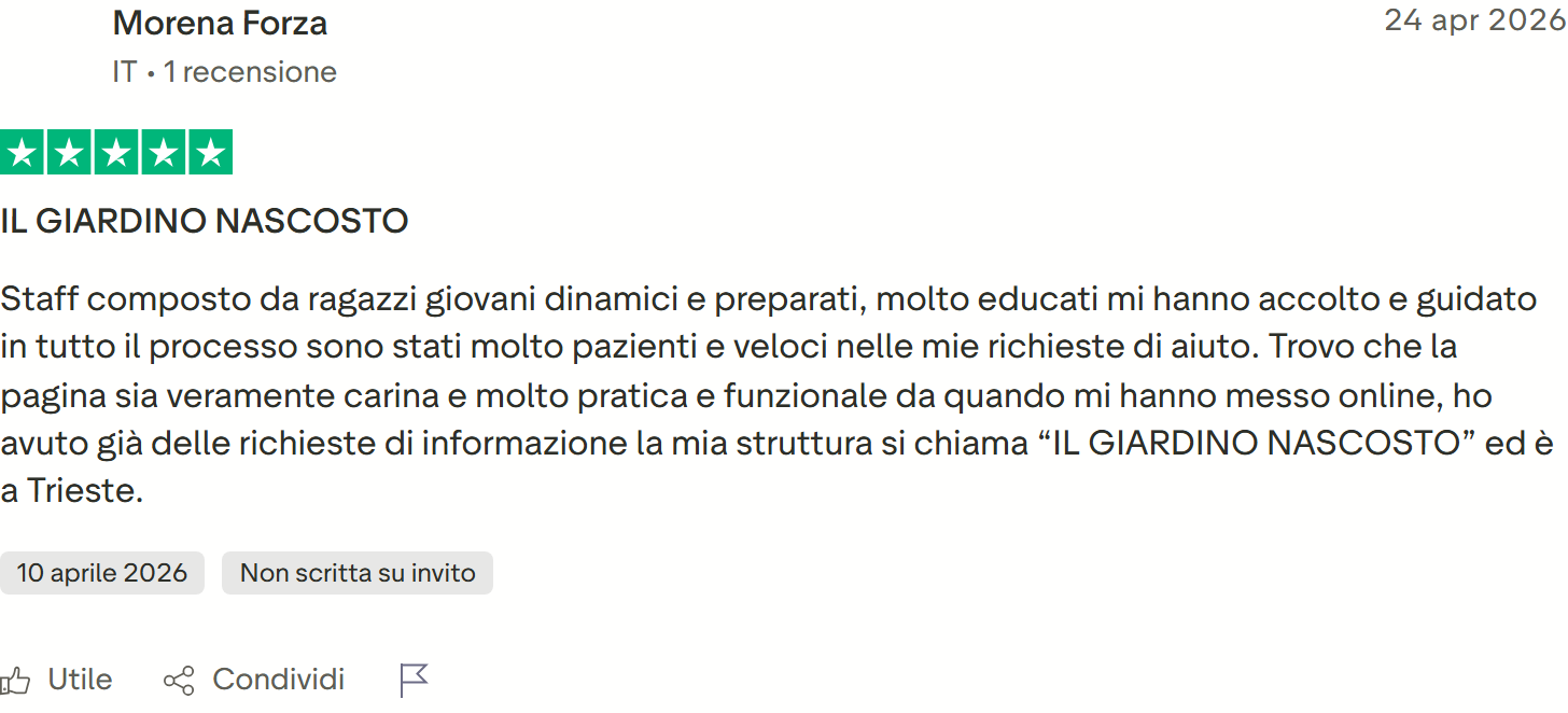 Recensione Trustpilot n. 17: Morena Forza, 5 stelle, staff paziente, pagina online e prime richieste ricevute