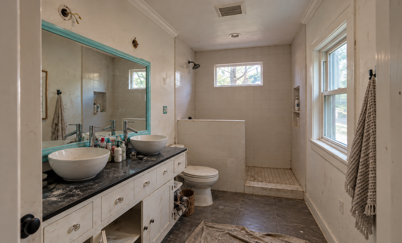 Bathroom before remodel East Austin