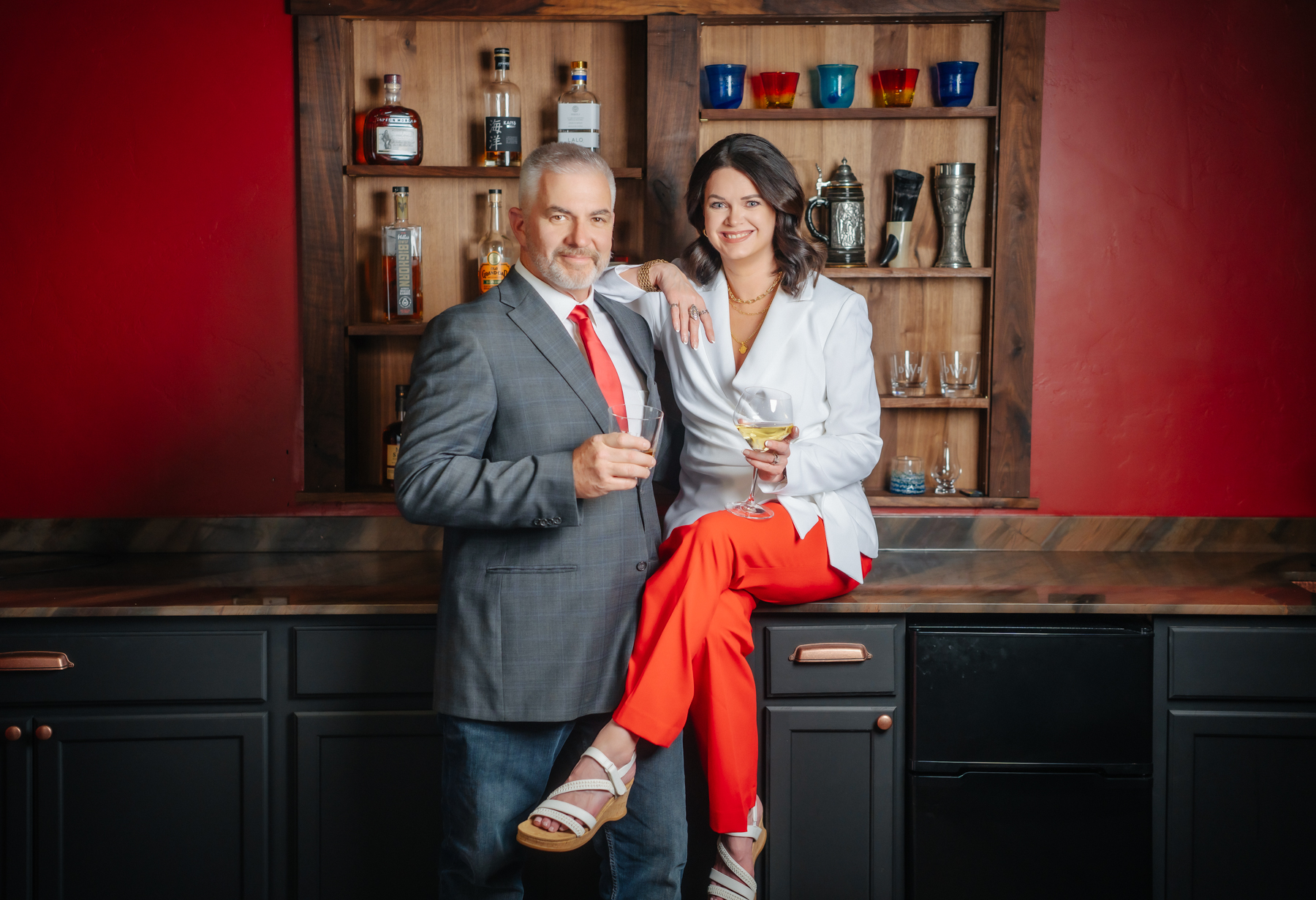 Dave and Debbie hosting a whiskey and wine night
