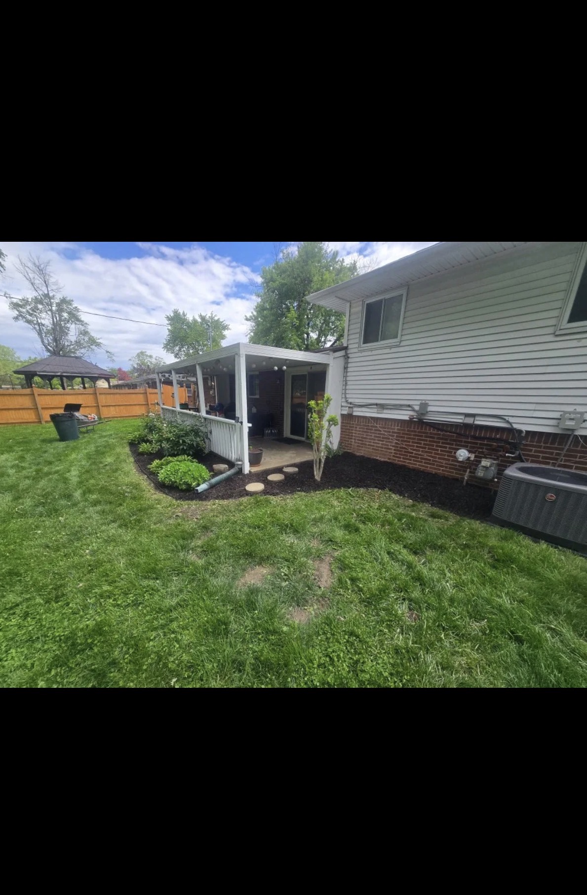 Hoosier Haven landscaping project before and after foundation bed refresh