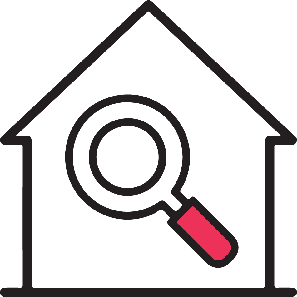 Magnifying on house icon