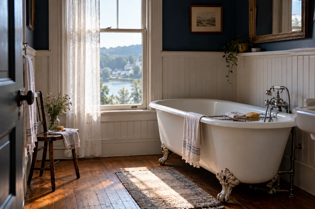 Original clawfoot cast iron tub in a century home like those near Rossford's riverfront