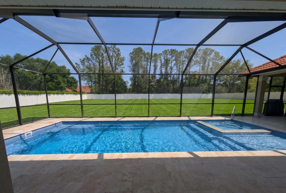 Custom fiberglass pool installation