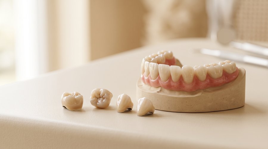 Prótesis dental y coronas de cerámica para rehabilitación oral