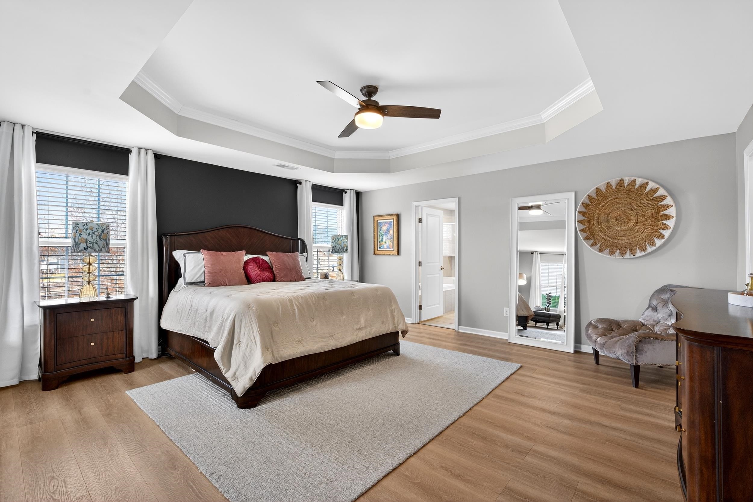 Primary bedroom suite Duncan SC luxury home