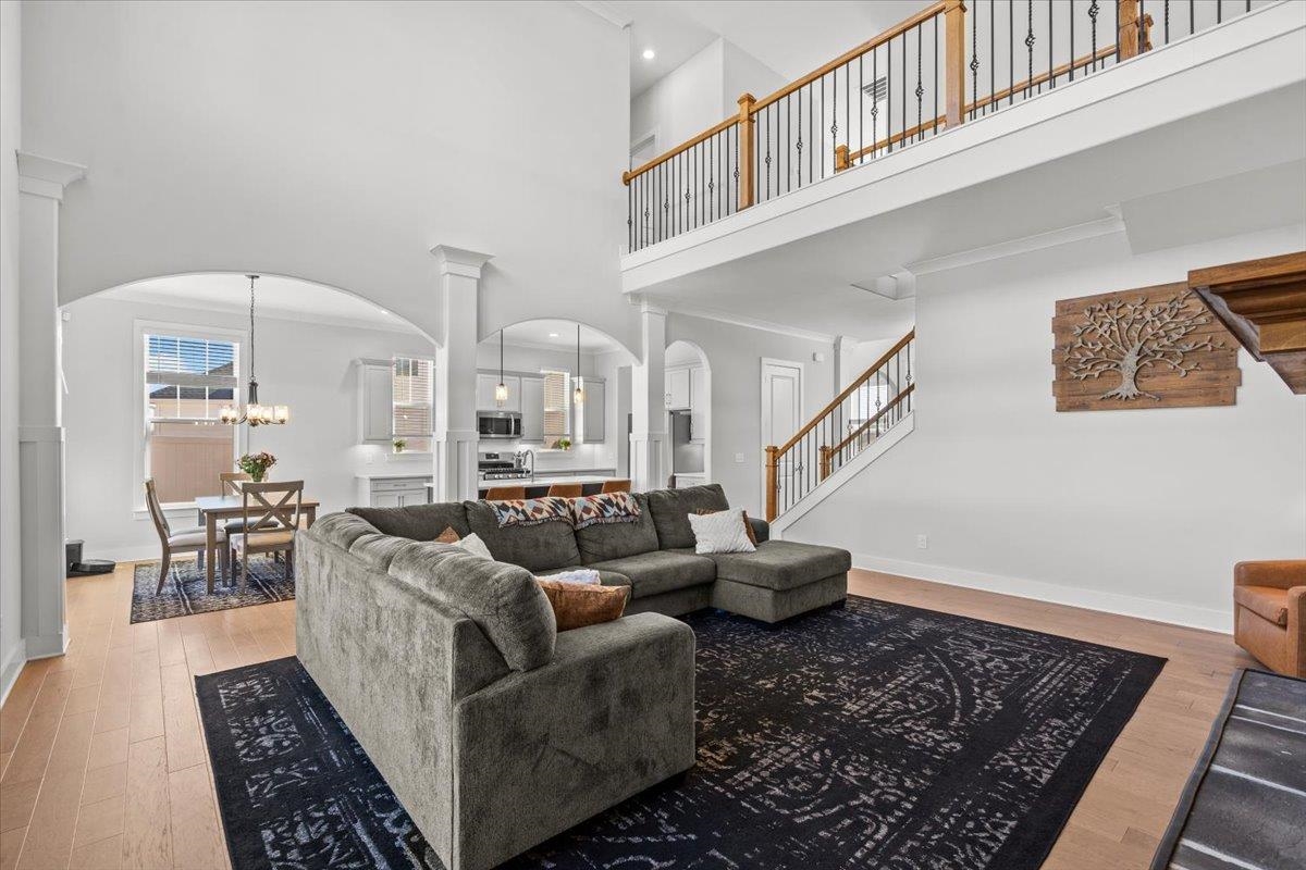 Living room with soaring ceilings at 745 Amherst Glen Drive Greer SC