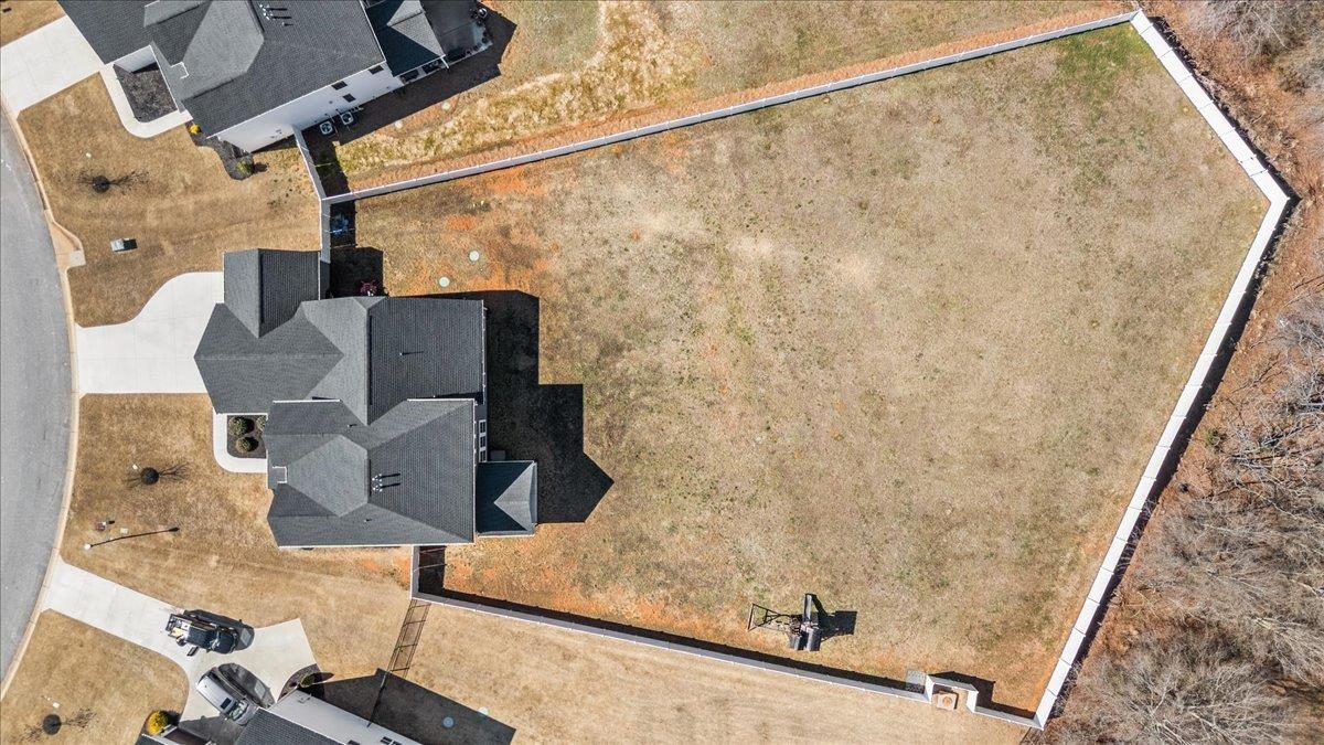 Aerial drone view of 745 Amherst Glen Drive on nearly 1 acre