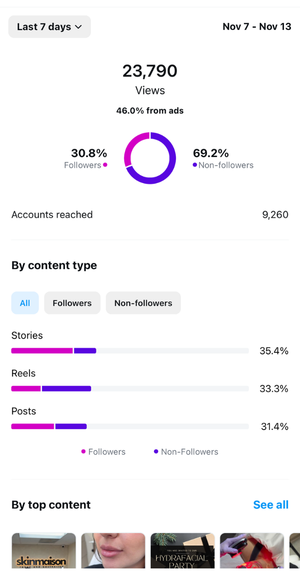 Instagram Reel performance