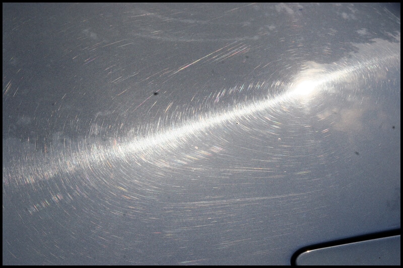 Swirls on car paint.