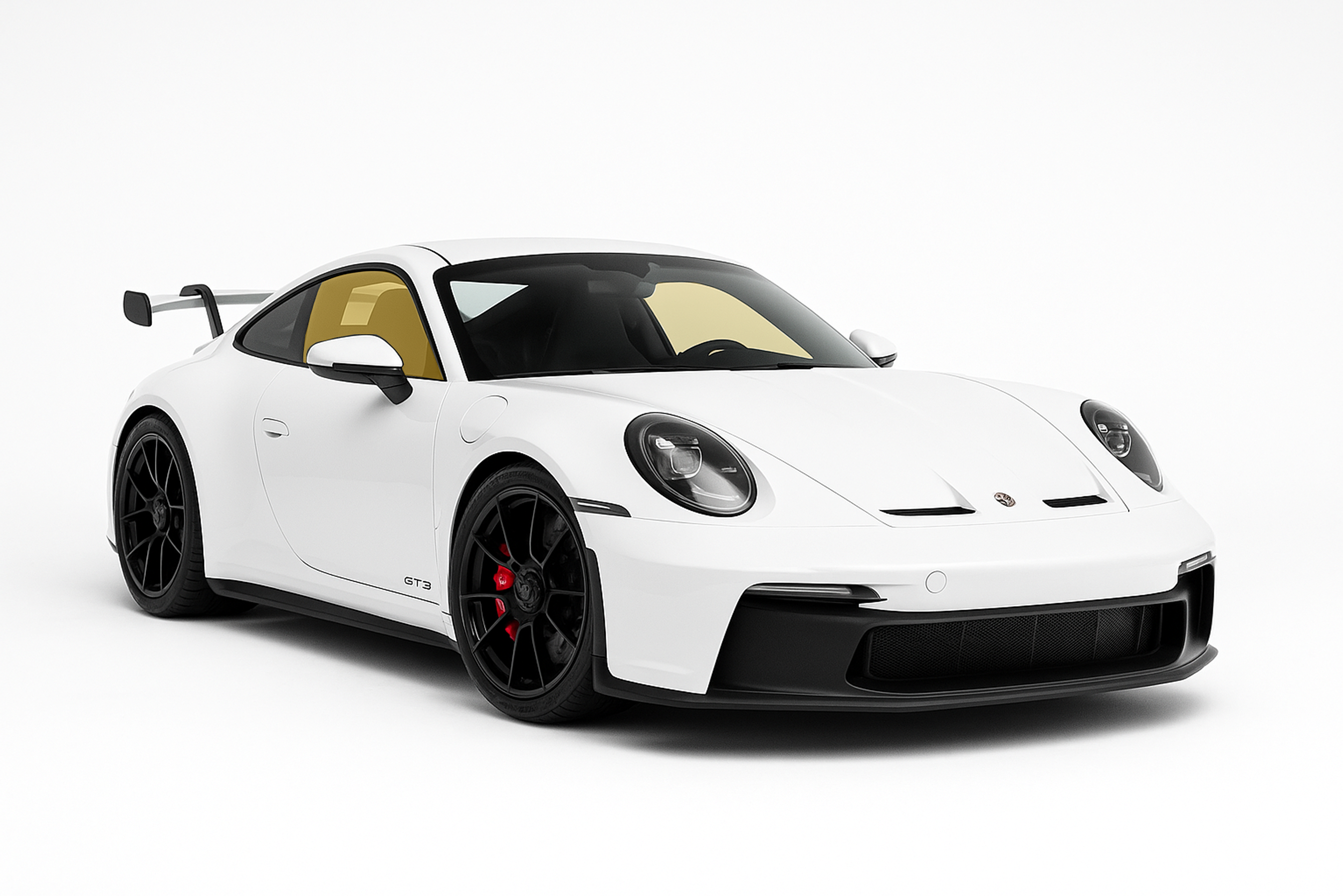 Highlighted front windows on a Porsche 