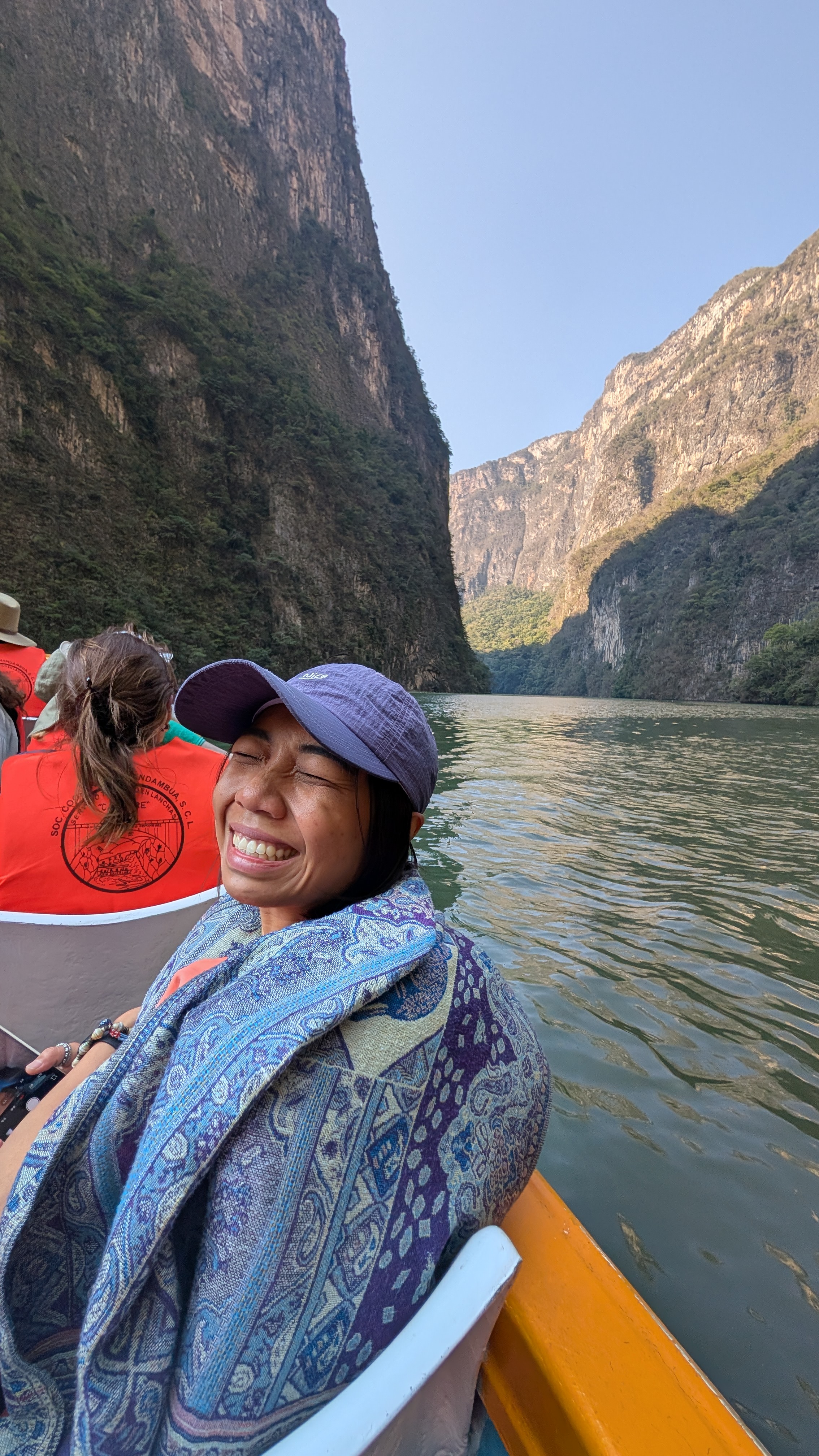 a friend of mine on the boat ride through sumidero canyon