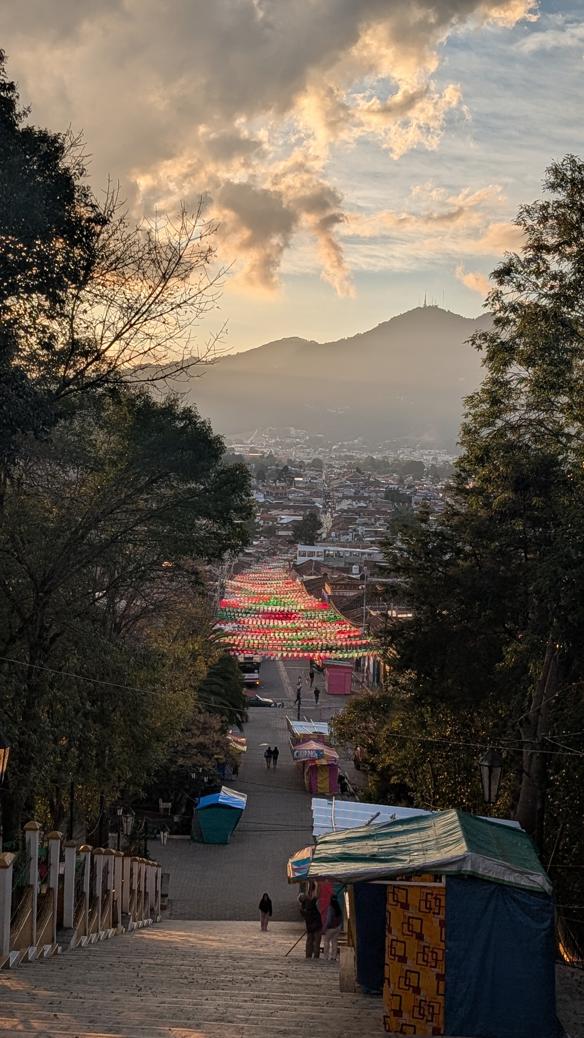 sunset in san cristobal de las casas from guadalupe church 