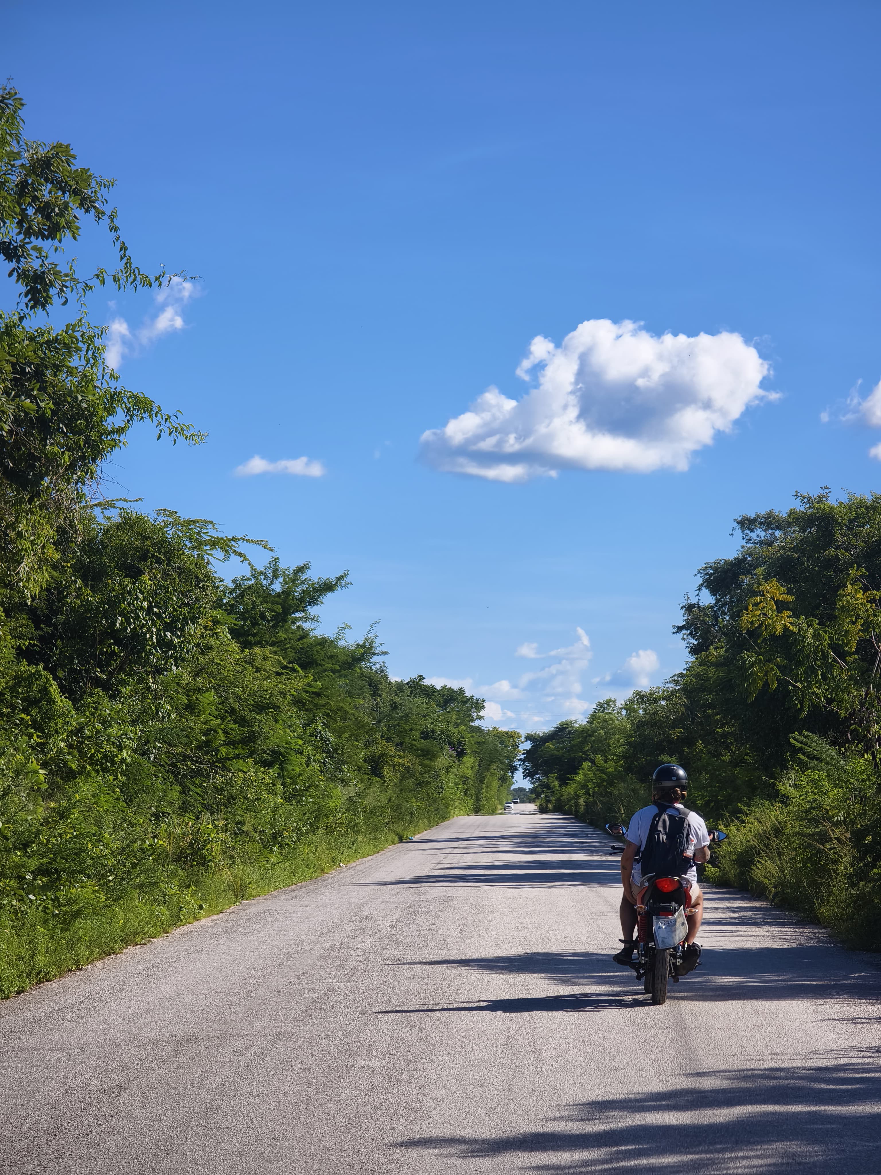 man riding a scooter rented at Treebu Hostel in Valladolid Mexico man riding a scooter rented at Treebu Hostel in Valladolid Mexico