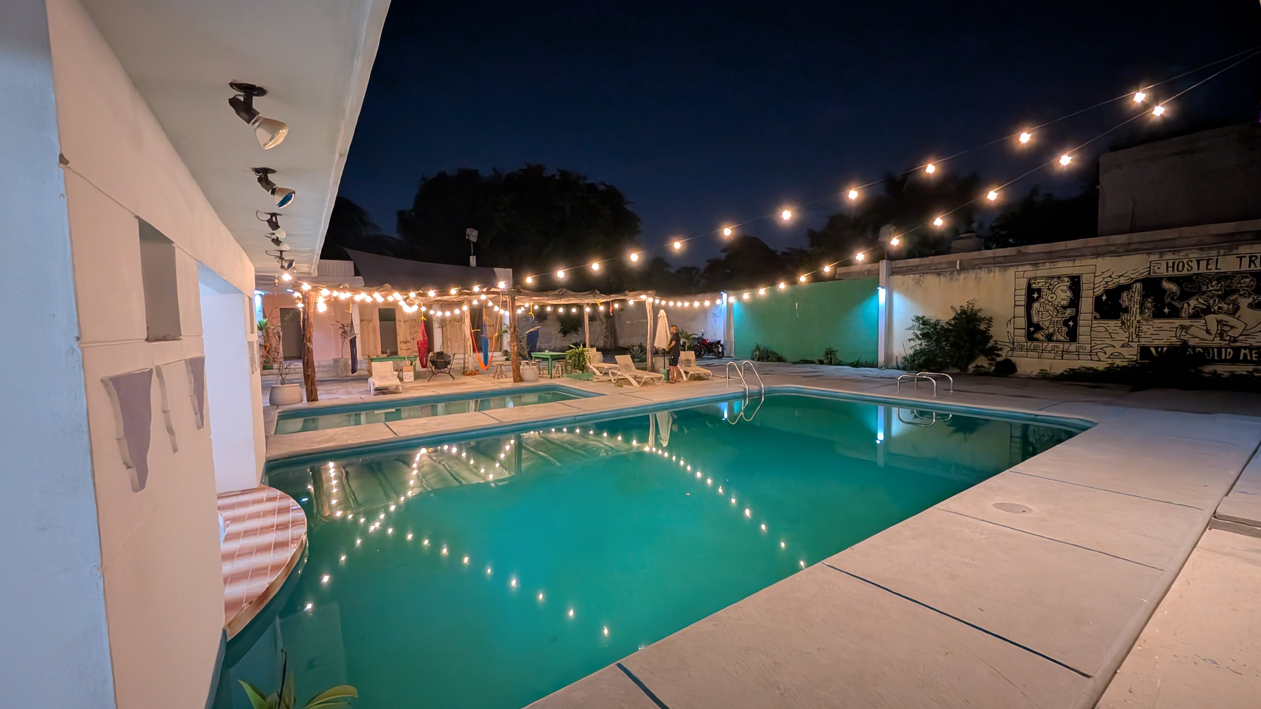 picture of the pool at night at Treebu Hostel in Valladolid Mexico picture of the pool at night at Treebu Hostel in Valladolid Mexico
