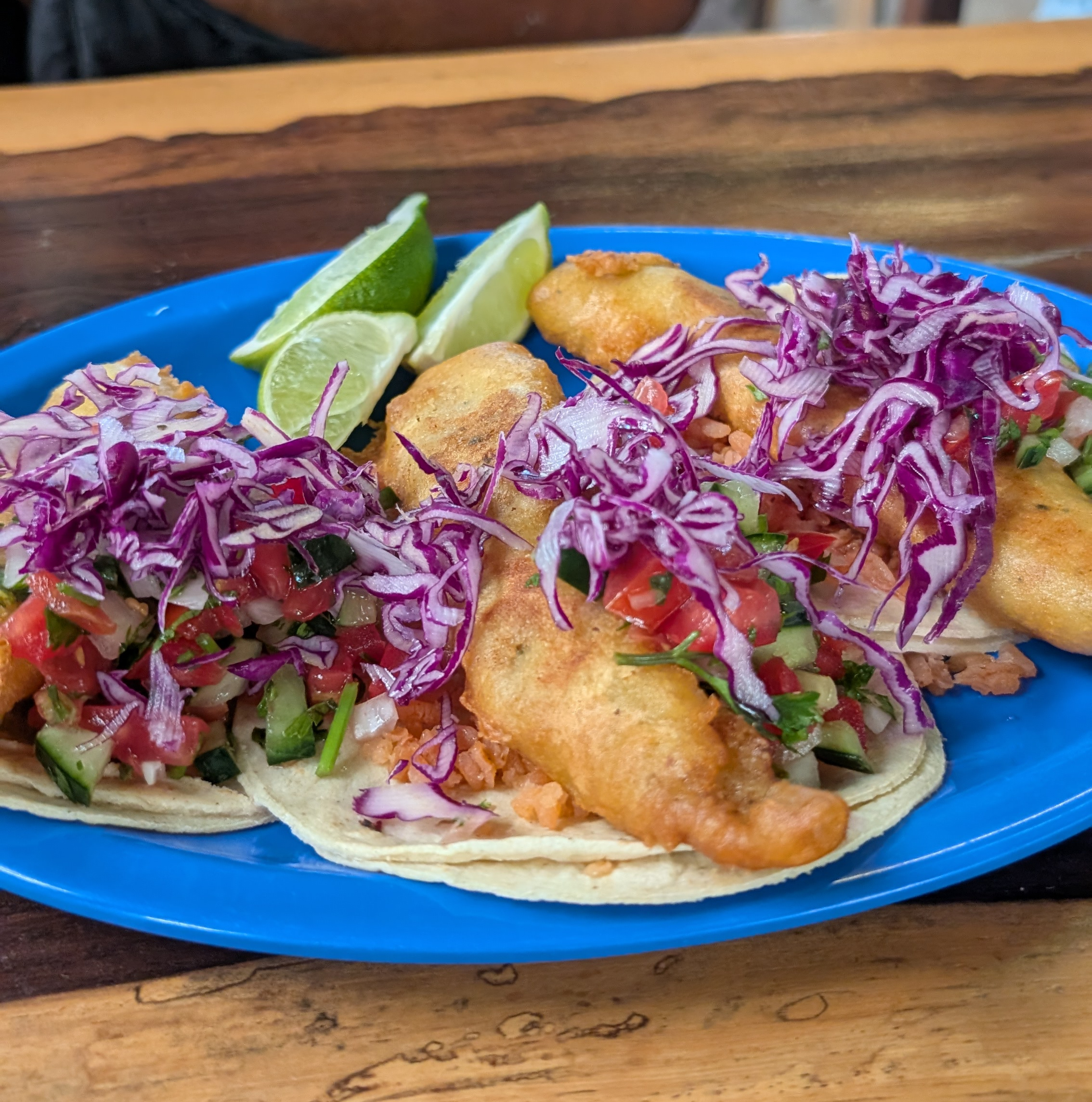 fish tacos at Mr. Taco restaurant in Bacalar Mexico