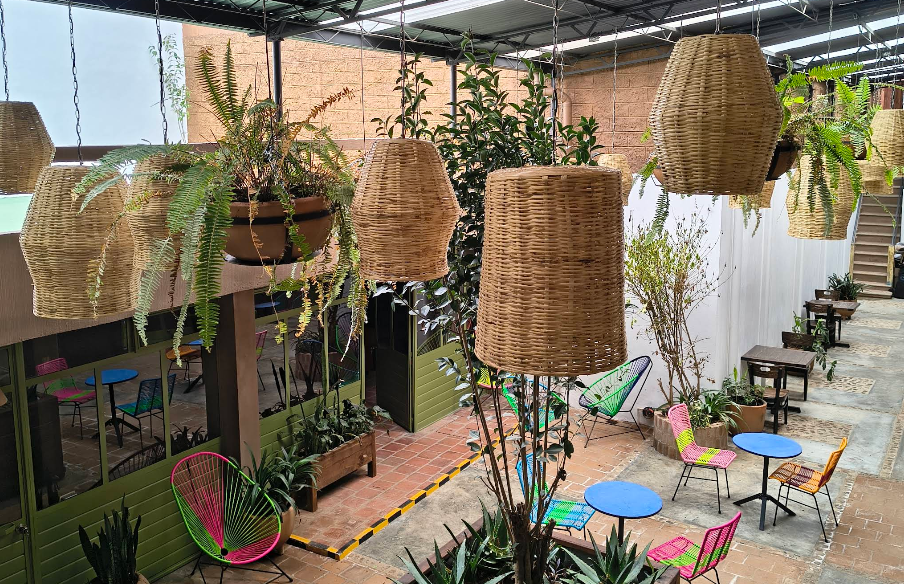 Courtyard with plants of Xelva Hostel in San Cristobal de las Casas, Chiapas Courtyard with plants of Xelva Hostel in San Cristobal de las Casas, Chiapas