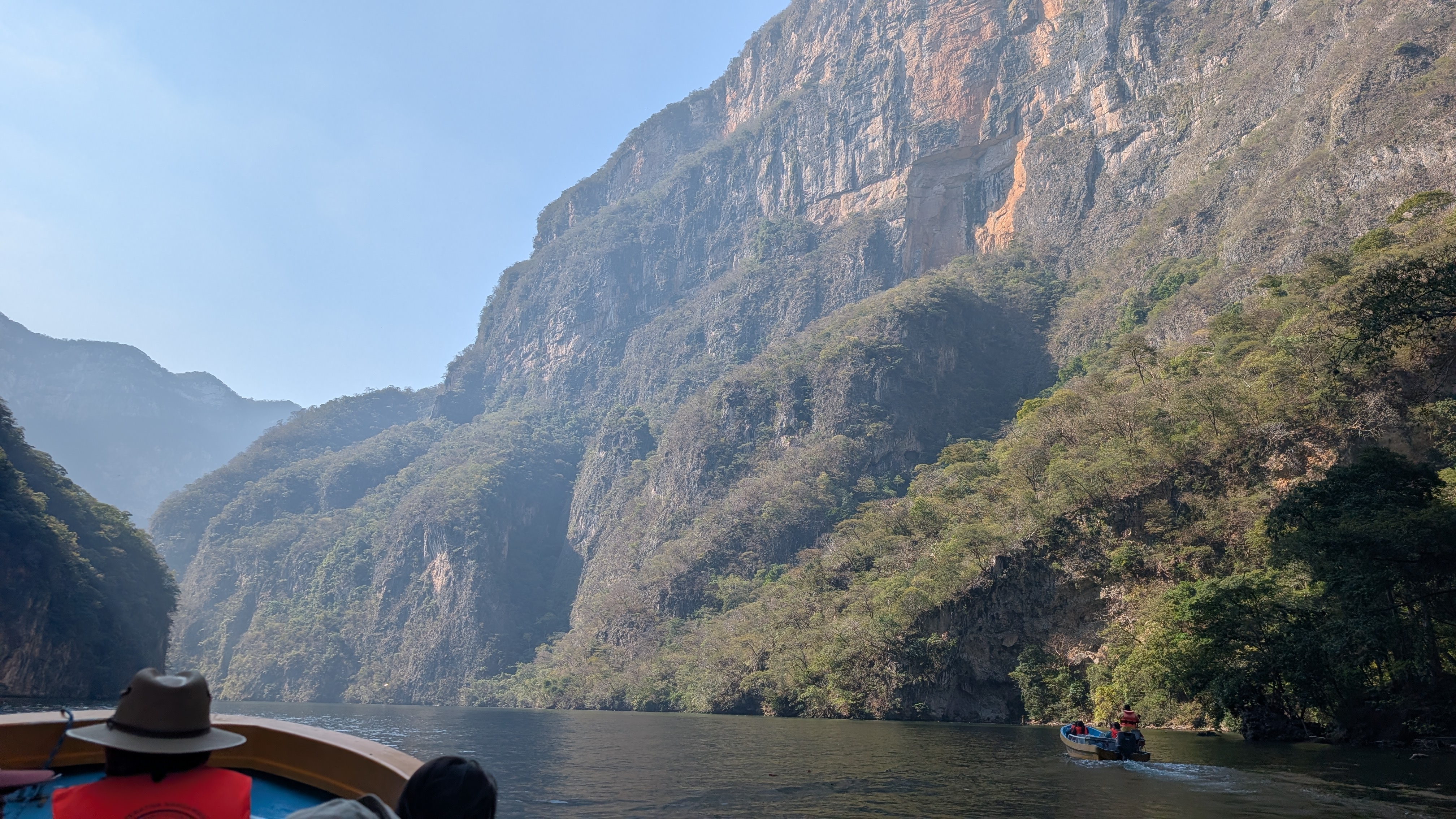 On a boat in sumidero canyon in chiapa de corzo, chiapas