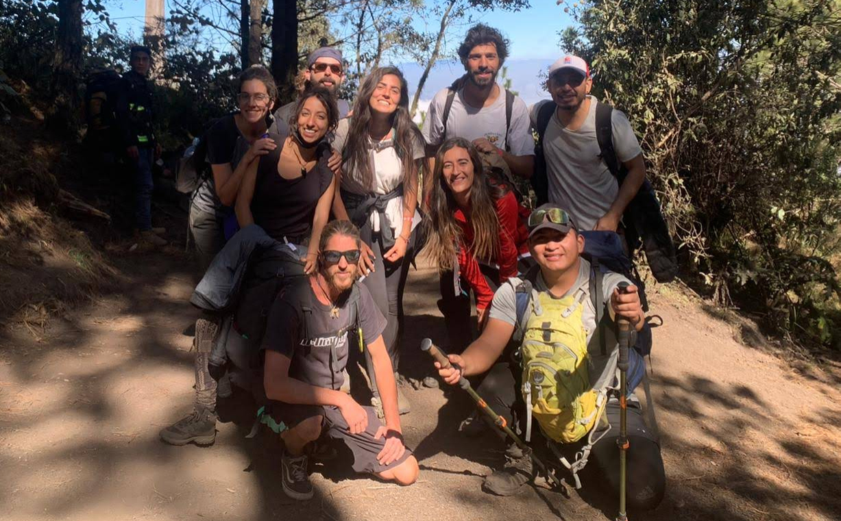 a group of backpackers enjoying the volcan de fuego tour a group of backpackers enjoying the volcan de fuego tour
