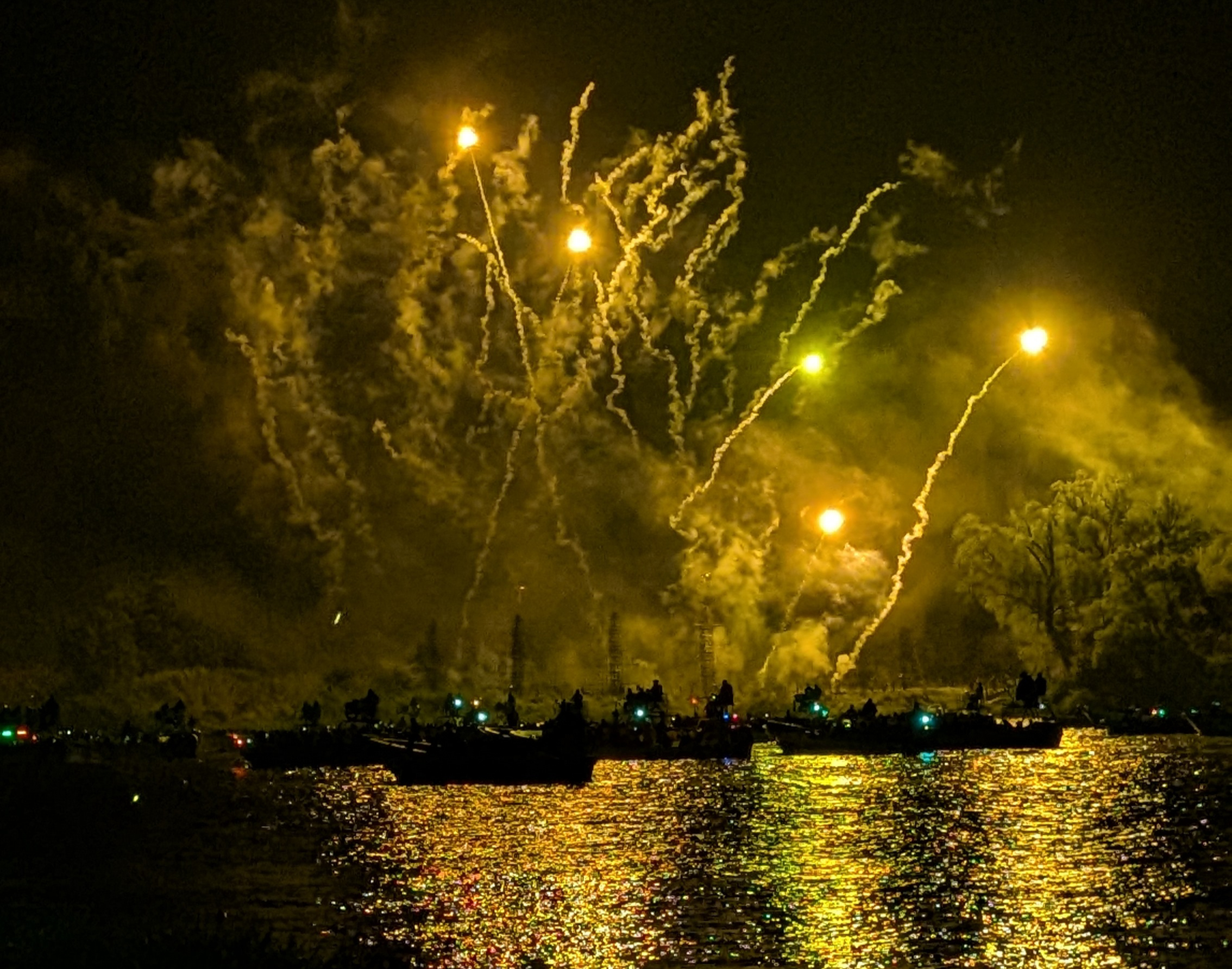 Fireworks at the naval battle during Fiesta Grande de Enero in Chiapa de Corzo, Mexico