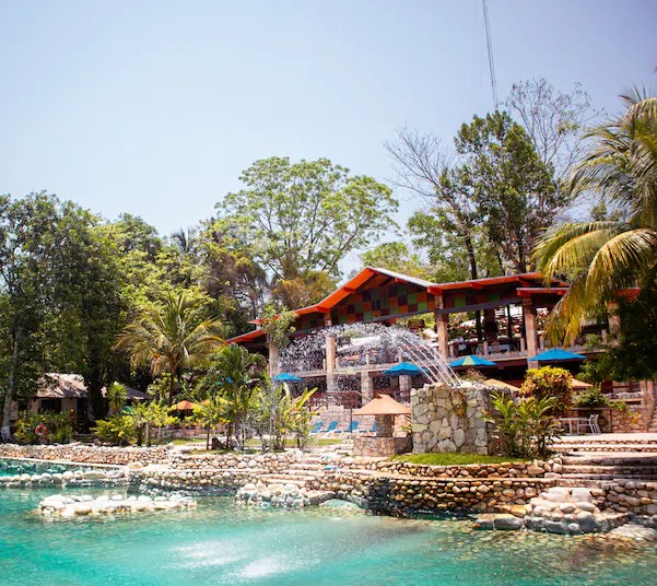 hotel pool in palenque near the ruins