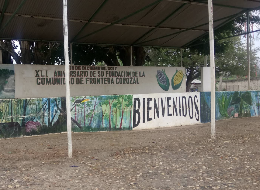 area in town of frontera corozal where you cross the river to guatemala