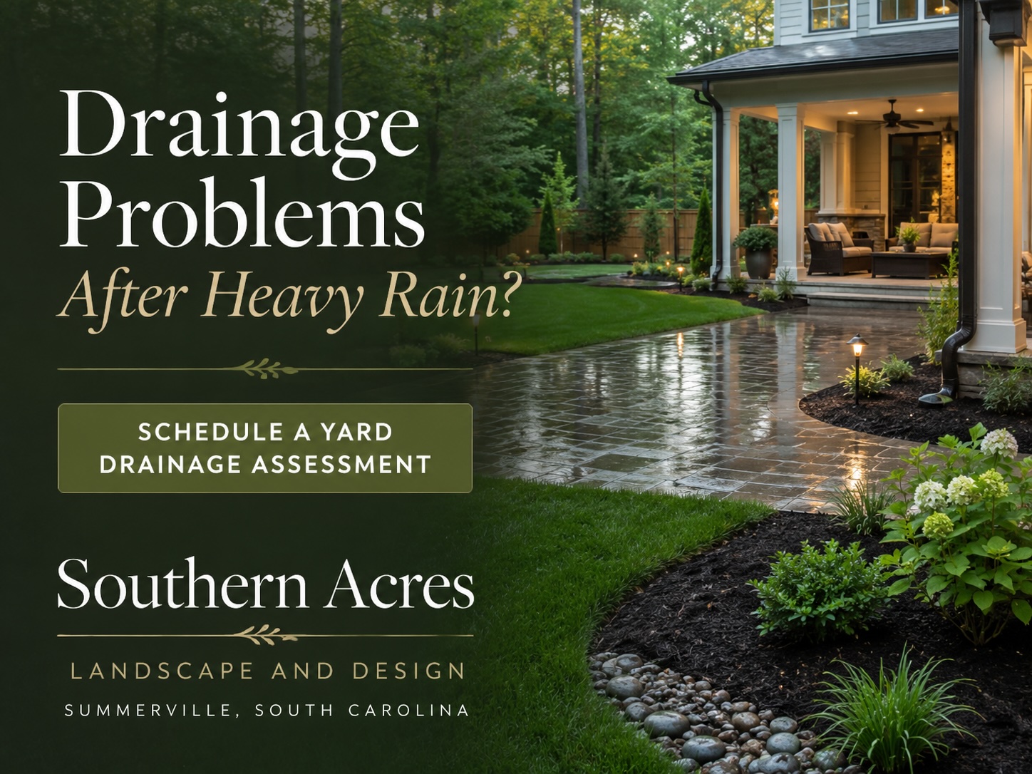 Southern Acres Landscape and Design drainage assessment in Summerville SC