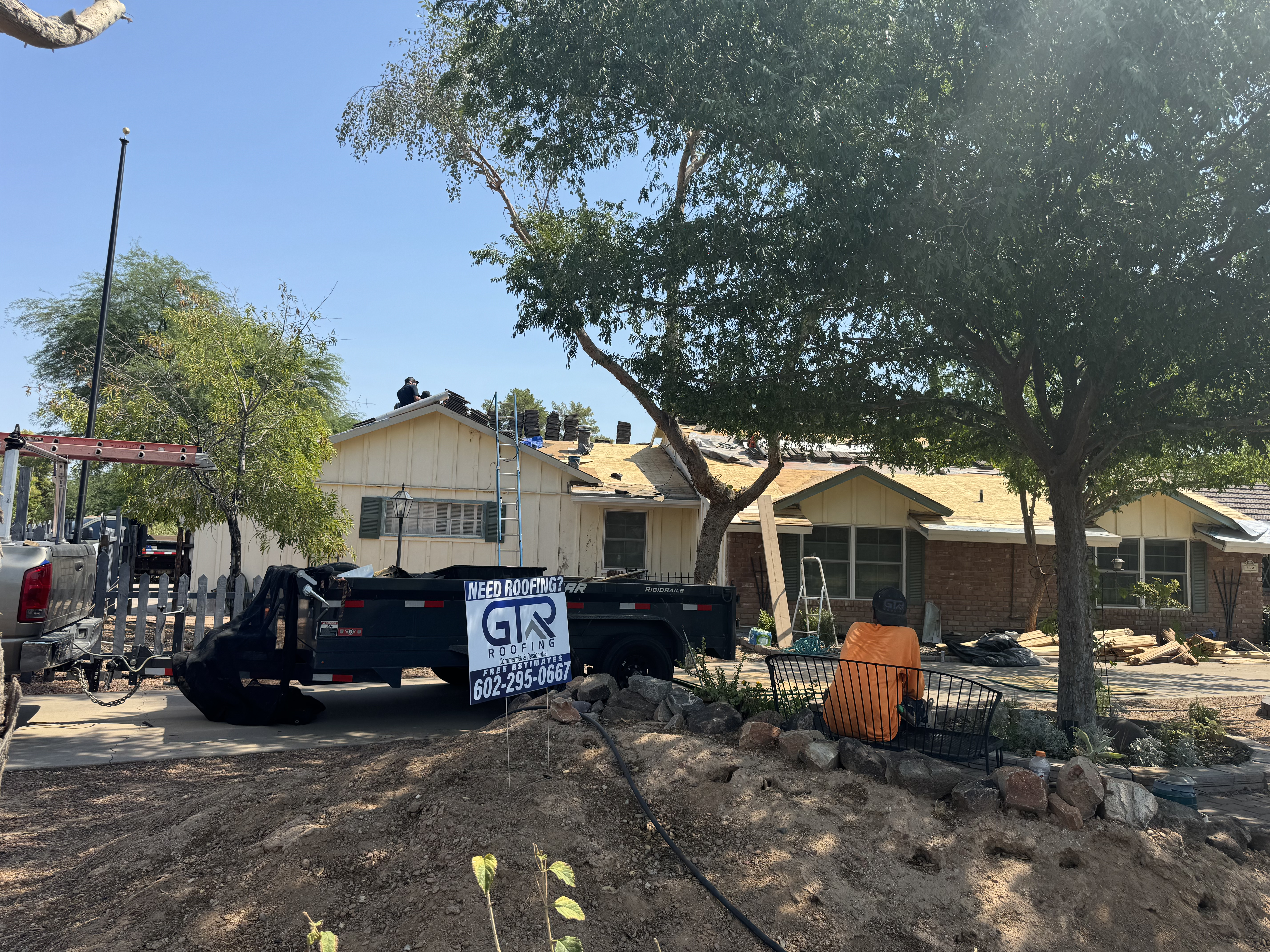 GTR Roofing truck at completed Scottsdale Arizona job site