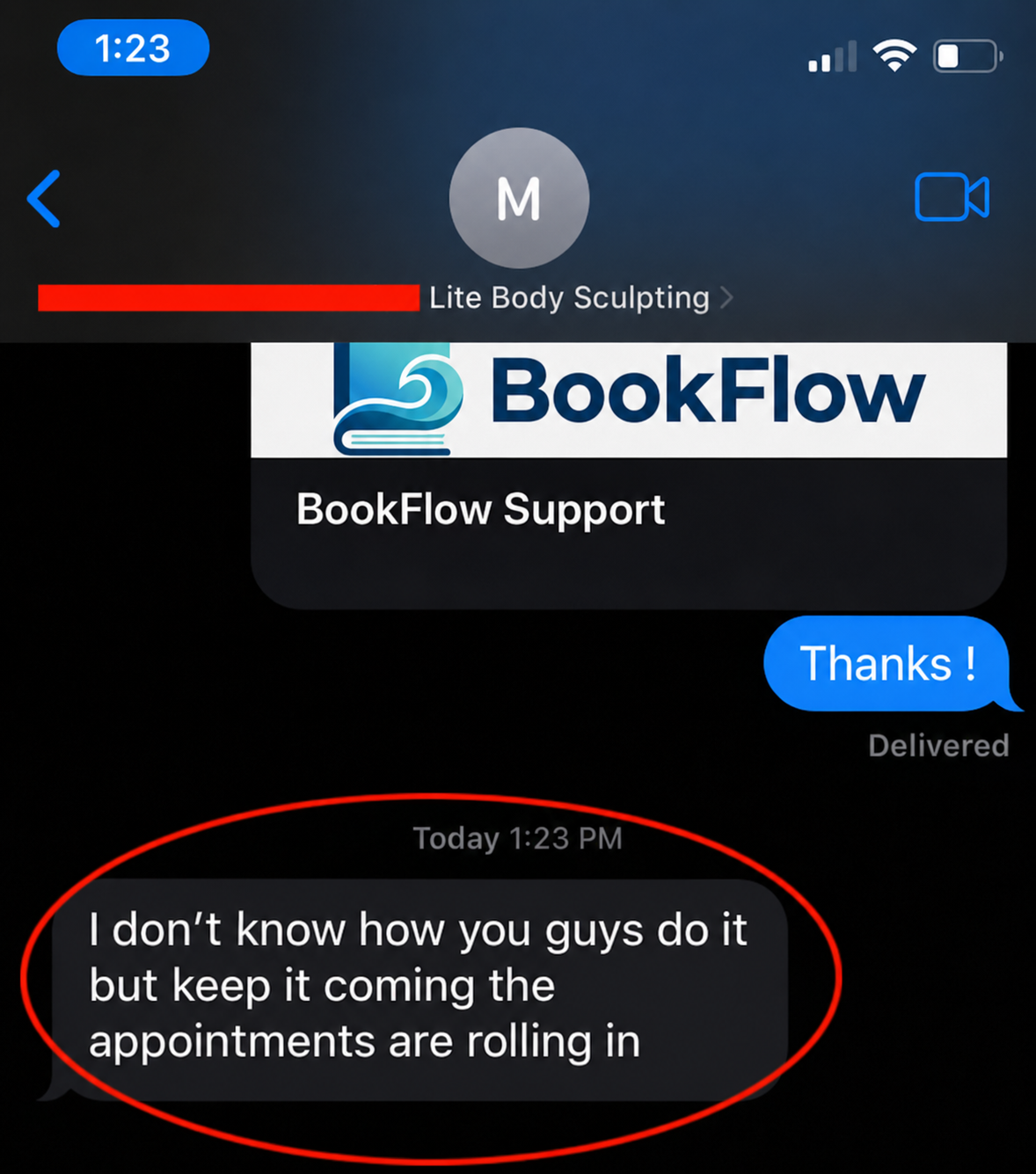 Client text — appointments are rolling in