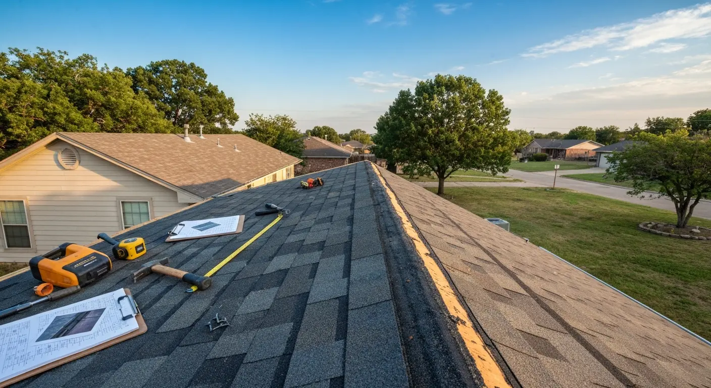 Hail and storm damage repair on Norman residential roof