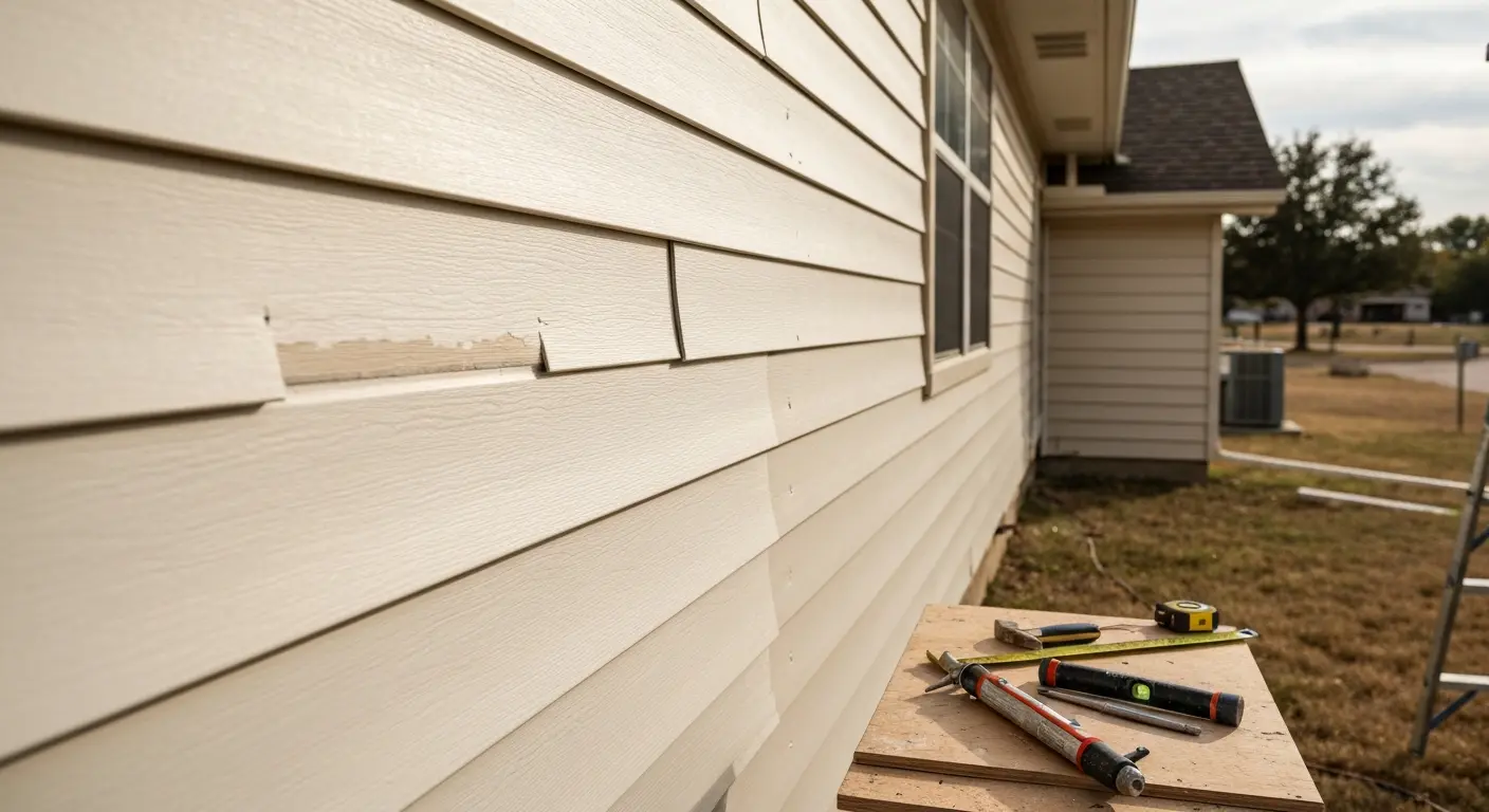 Siding panel repair on home
