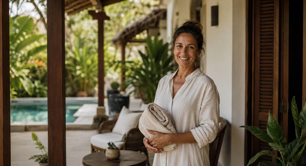 A boutique accommodation host welcoming guests