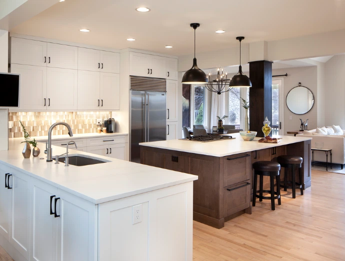 Custom kitchen remodel with personalized cabinetry, countertops, and unique layout design in Elmsford NY.