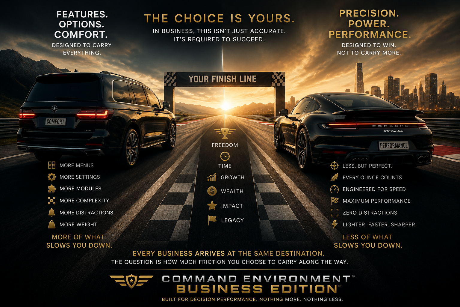 Comfort versus performance metaphor for Command Environment Business Edition