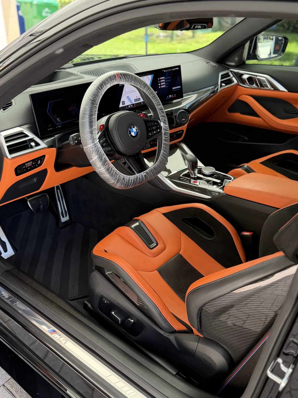 BMW orange leather interior detail